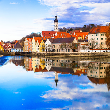 buildings reflection in water